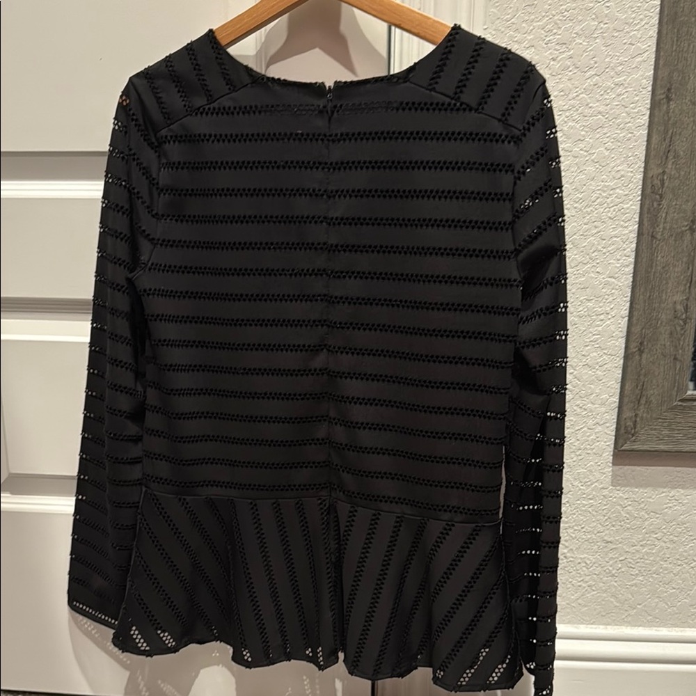 Zara - Black Long Sleeve Peplum Top (M) - Picture 4 of 4